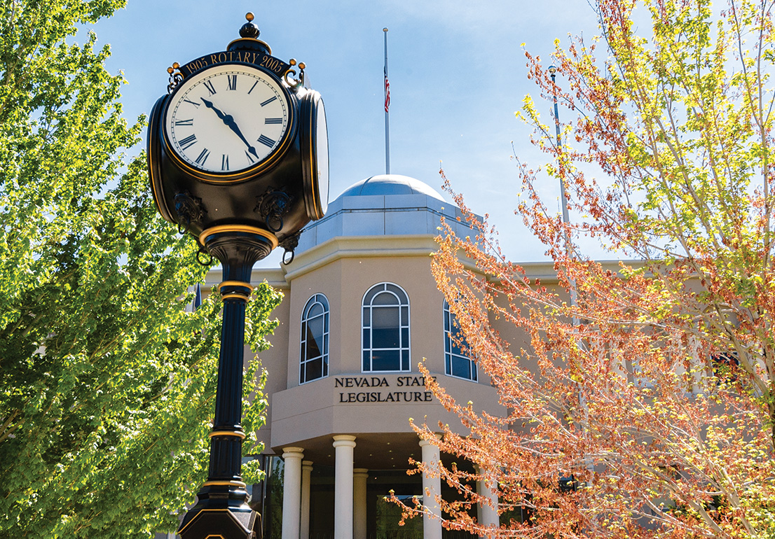 Street clock in front of the Nevada State Legislature Building